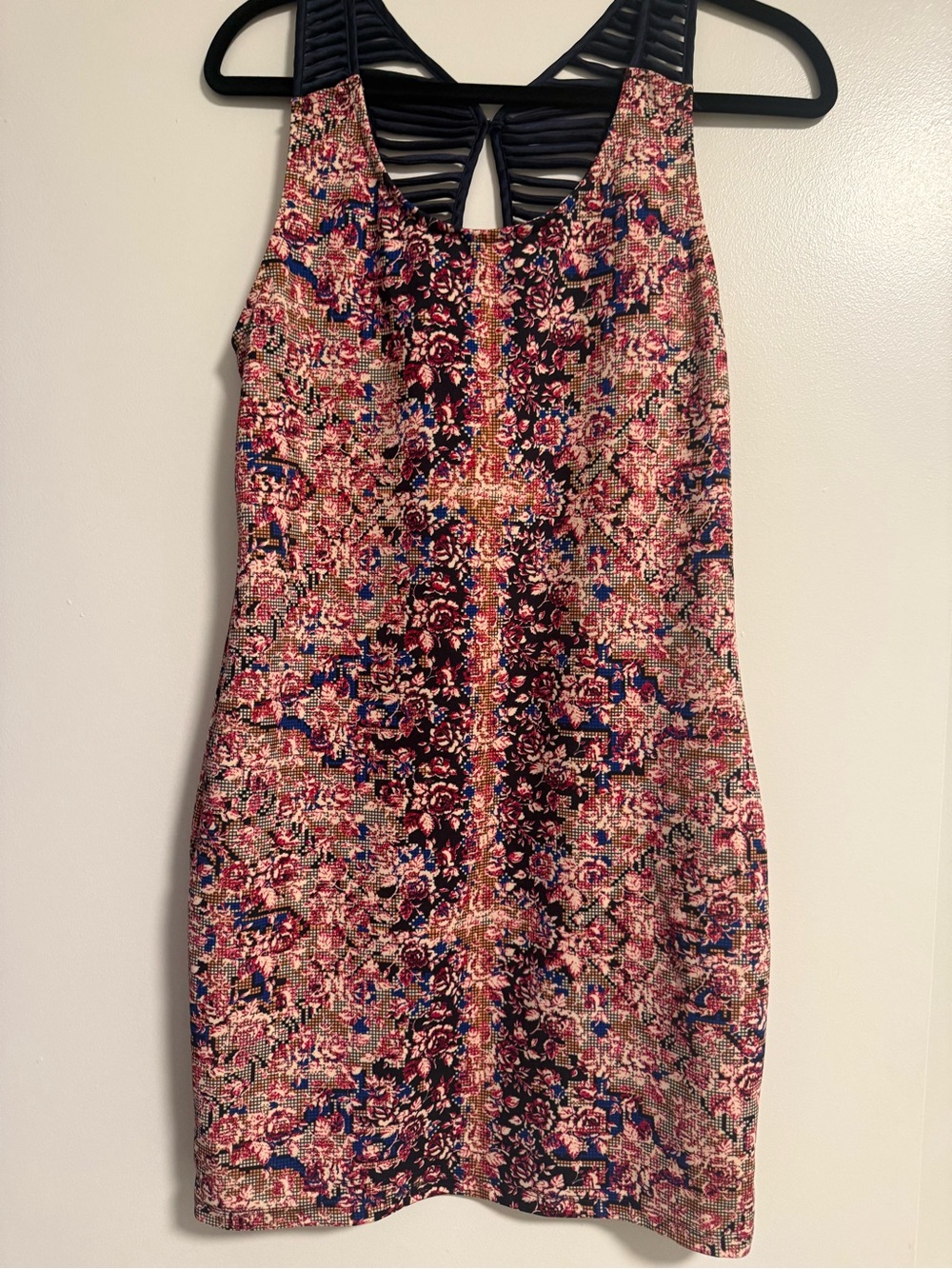 Free People Floral Tank Midi Dress in Burgundy and Navy